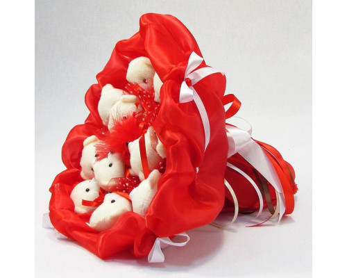 Букет з м'яких іграшок 11 ведмедиків 5281IT червоний