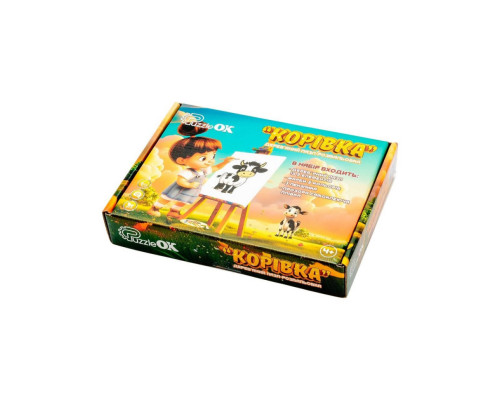 Деревянный пазл-раскраска А5 "Коровка" Puz-22936 кисточка, краски, клейкая пленка