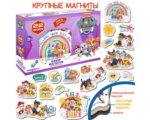 Дитячий набір магнітів Щенячий патруль "Друзі назавжди" Magdum ML4034-03 22 шт