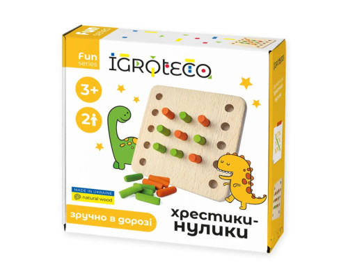 Дерев'яна гра "Хрестики-нулики" 900576, 11х11 см