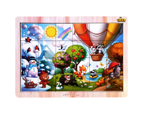 Настольный развивающий Пазл-вкладыш"Времена года" (ПСД241) PSD241 подсказка-фон