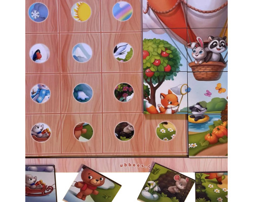 Настольный развивающий Пазл-вкладыш"Времена года" (ПСД241) PSD241 подсказка-фон