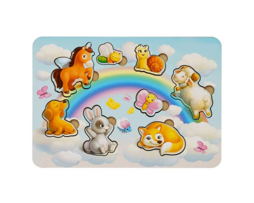 Деревянный пазл-вкладыш "Звери-2" Ubumblebees (ПСФ049) PSF049, 8 элементов