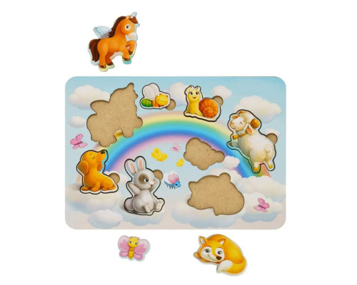 Деревянный пазл-вкладыш "Звери-2" Ubumblebees (ПСФ049) PSF049, 8 элементов