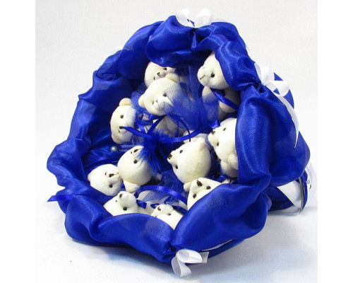 Букет з м'яких іграшок 11 ведмедиків 5282IT синій