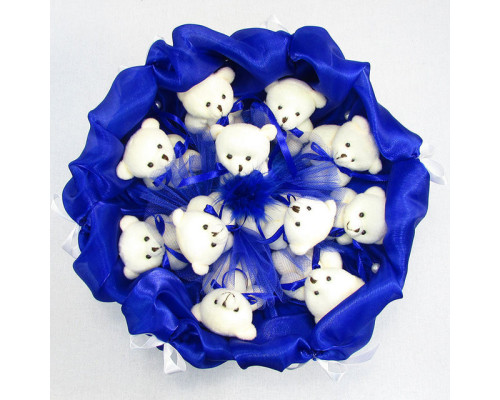 Букет з м'яких іграшок 11 ведмедиків 5282IT синій