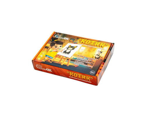 Деревянный пазл-раскраска А5 "Котик" Puz-22938 кисточка, краски, клейкая пленка