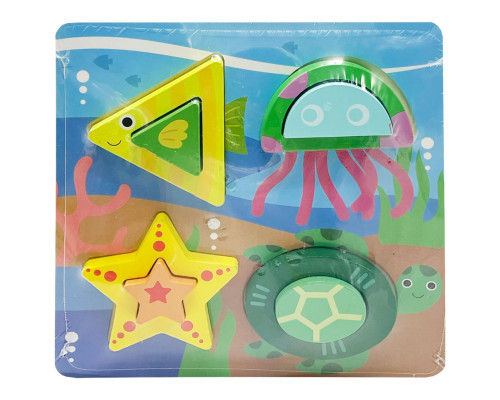 Детский деревянный пазл-вкладыш 3D "Морские Животные" C15057-5