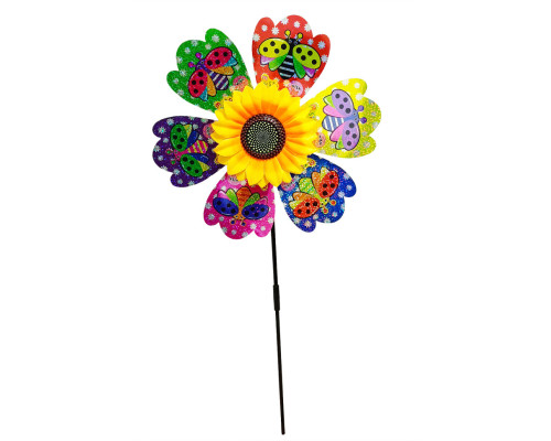 Детский ветрячок "Божья коровка" МR 1225-4 цветок диаметром 28 см, палочка 48 см