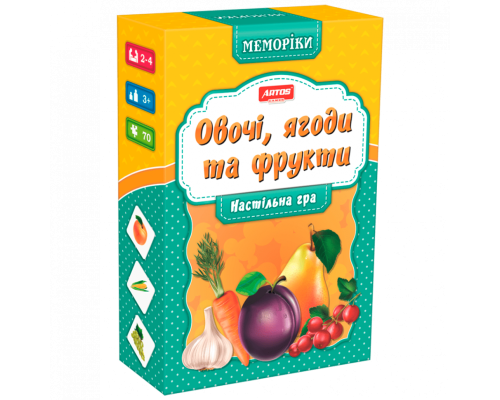 Детская настольная игра "Овощи и фрукты (Мемо)" 0659, 35 парных картинок