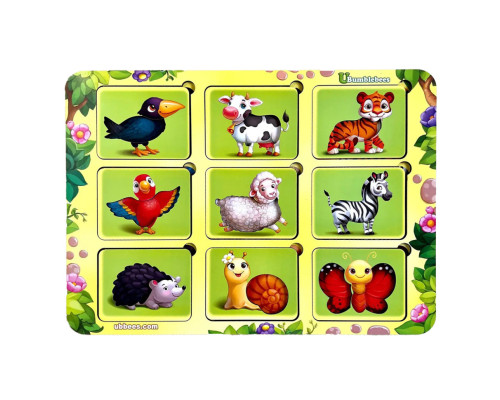 Деревянный пазл-вкладыш "Где чей узор?" Ubumblebees (ПСФ052) PSF052 сортер-трафарет