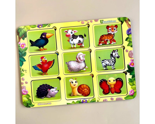 Деревянный пазл-вкладыш "Где чей узор?" Ubumblebees (ПСФ052) PSF052 сортер-трафарет