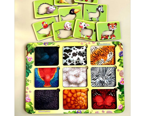 Деревянный пазл-вкладыш "Где чей узор?" Ubumblebees (ПСФ052) PSF052 сортер-трафарет