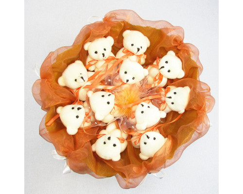 Букет з м'яких іграшок 11 ведмедиків 5283IT теракотовий