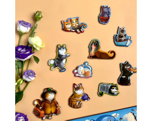 Деревянный пазл-вкладыш "Котики -1" Ubumblebees (ПСД128) PSD128 с домиком