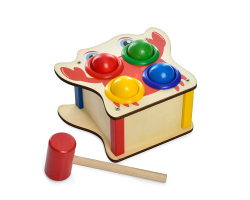 Деревянная игрушка стукачка "Крабик" MD 1682B, молоток