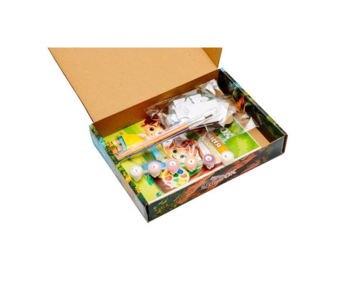 Деревянный пазл-раскраска А5 "Поросенок" Puz-22939 кисточка, краски, клейкая пленка