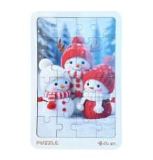 Новогодний пазл-вкладыш "Снеговички" 3240-19-001, 16х22 см, 200 дней