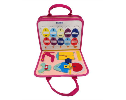 Дитяча розвиваюча сумочка-логіка XX4028 тактильні, розвиваючі вправи, з фетру