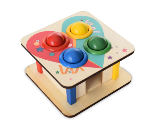 Деревянная игрушка стукачка "Сердце" MD 1682A, молоток