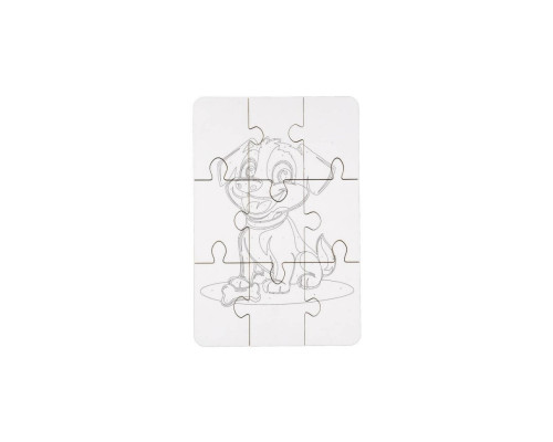 Деревянный пазл-раскраска А5 "Собачка" Puz-22940 кисточка, краски, клейкая пленка