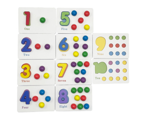 Детский деревянный набор "Бусины" C15055 карточки, щипцы, бусины