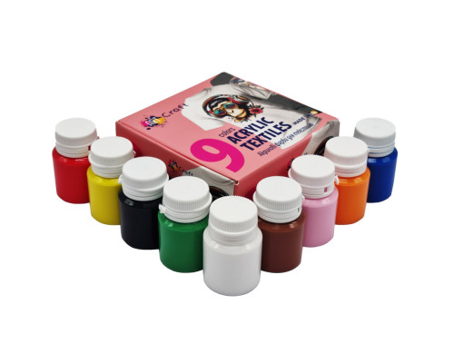 Набор акриловых красок для текстиля 5026-AC 9 цветов по 20 мл