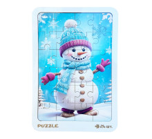 Новорічний пазл-вкладиш "Сніговик у рукавичках" 3240-19-002, 16х22 см