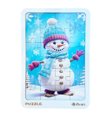 Новогодний пазл-вкладыш "Снеговик в перчатках" 3240-19-002, 16х22 см