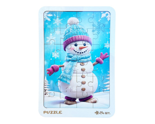 Новогодний пазл-вкладыш "Снеговик в перчатках" 3240-19-002, 16х22 см