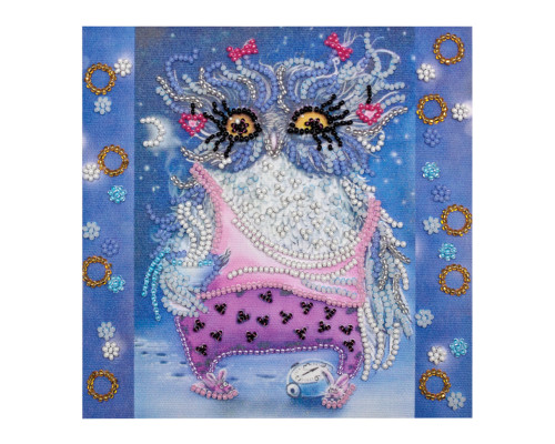Набір для вишивання бісером "Сова з будильником" AM-102 15х15 см