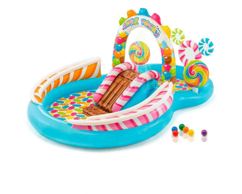 Детский надувной игровой центр "Территория сладостей" 57149 с горкой