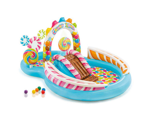 Детский надувной игровой центр "Территория сладостей" 57149 с горкой
