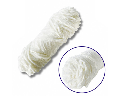 Пряжа плюшева синель PP101, 100 грам, 100% поліестер, молочно-білий