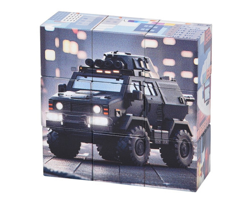 Дитячий магнітний кубік-пазл "Машини будівельні" CL325-3,  3 х 3