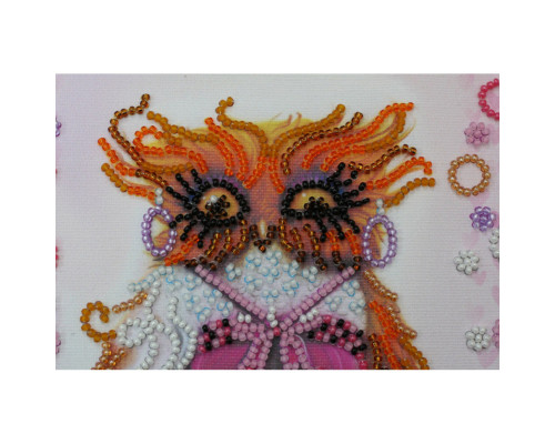 Набір для вишивання бісером "Сова з чашкою кави" AM-104 15х15 см