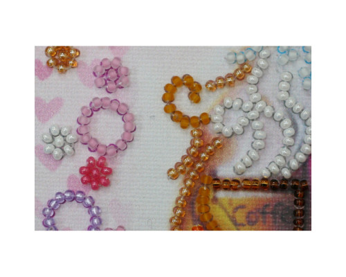 Набір для вишивання бісером "Сова з чашкою кави" AM-104 15х15 см