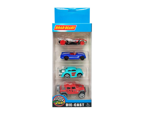 Набір металевих машин в коробці 4 шт, 698-04S-1-3 698-04S-1