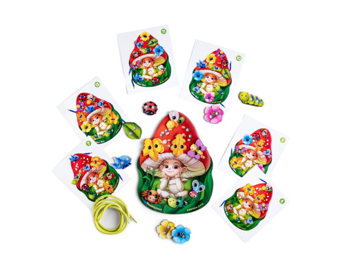 Деревянная шнуровка "Мухоморчик" Ubumblebees (ПСД132) PSD132