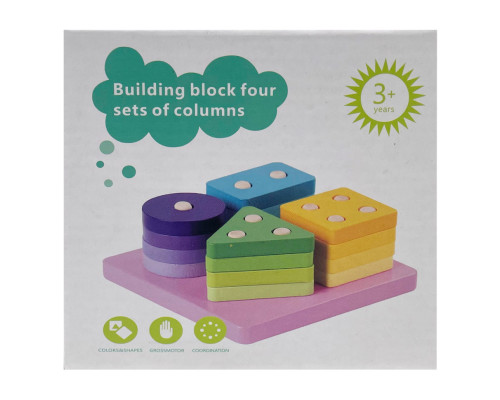 Детская деревянная игрушка "Пирамидка-Геометрические фигуры" C15023