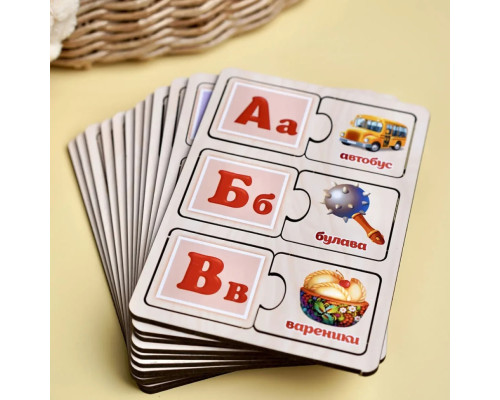 Развивающий пазл-половинки "Украинская азбука" (ПСД252) PSD252 деревянный