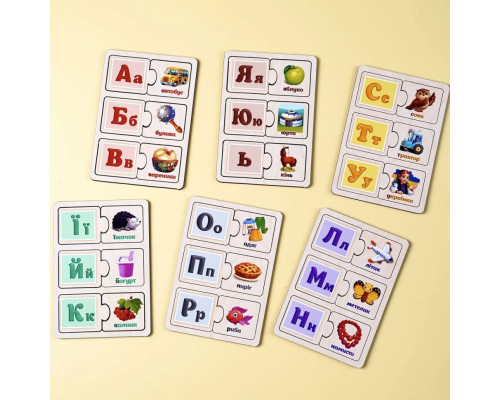 Развивающий пазл-половинки "Украинская азбука" (ПСД252) PSD252 деревянный