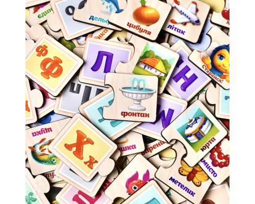 Развивающий пазл-половинки "Украинская азбука" (ПСД252) PSD252 деревянный
