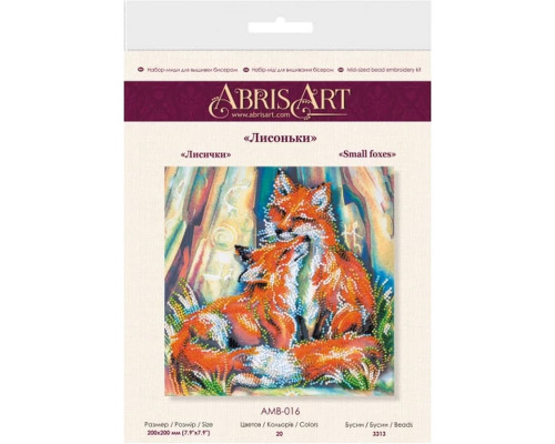 Набір-міді для вишивання бісером "Лисички" AMB-016 на натуральному полотні