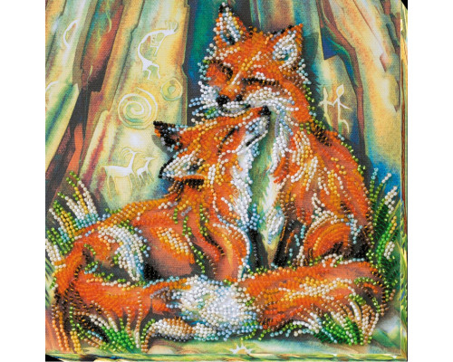 Набір-міді для вишивання бісером "Лисички" AMB-016 на натуральному полотні