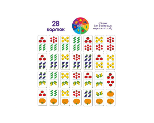 Детская развивающая игра Домино «Фрукты-овощи» ME5032-23, 28 карточек
