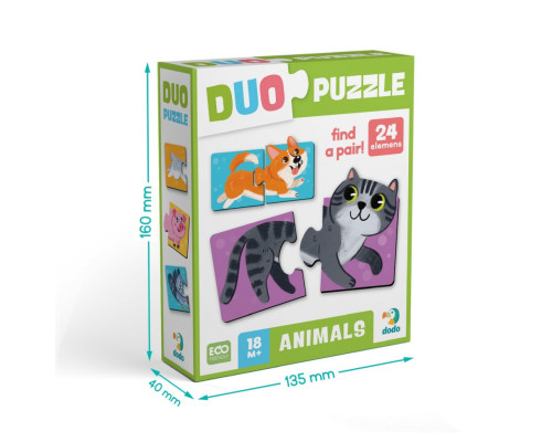 Детский пазл "ДУО-Животные-половинки" 300689, 24 элемента