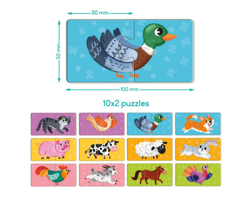 Детский пазл "ДУО-Животные-половинки" 300689, 24 элемента