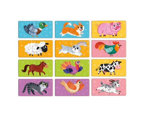 Детский пазл "ДУО-Животные-половинки" 300689, 24 элемента