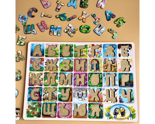 Деревянный пазл вкладыш "Украинский алфавит" Ubumblebees (ПСФ138) PSF138